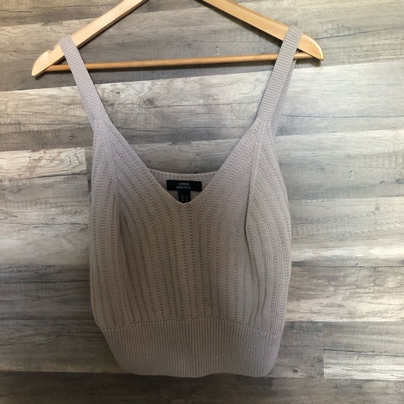 Urban Heritage Tan  Cropped Ribbed Sleeveless Tank  Top XL - Picture 5 of 7